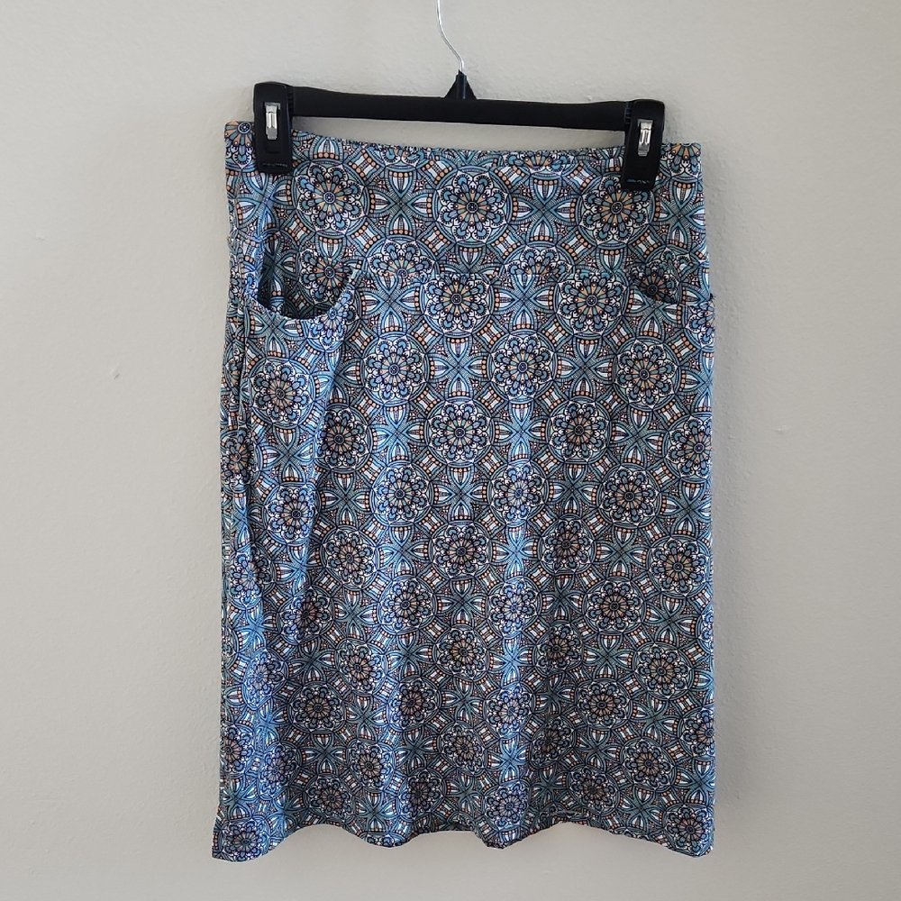 Beroy Blue and Brown A-Line Swim Skirt